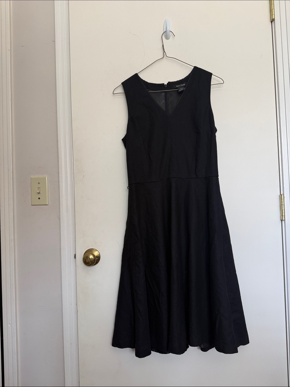 White House Black Market Black Sleeveless V-Neck A-Line Dress